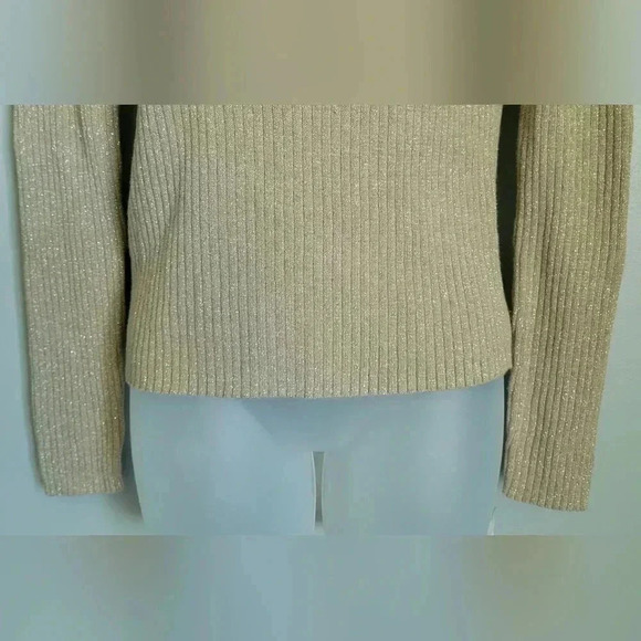 VTG NWT The Limited Long Sleeve stretchy Gold Sparkle turtle neck, size small - Picture 4 of 9